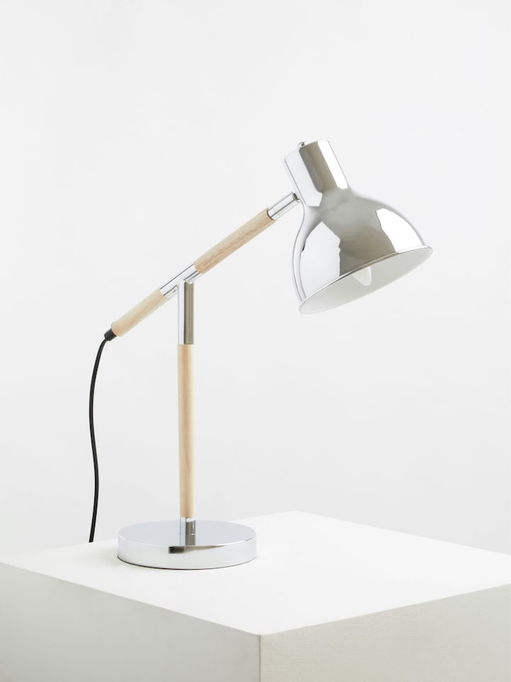 image 1 of Interiors by Premier Chrome Finish Table Lamp, Adjustable Height Lamp, Easy-to-Use Chrome Table Lamp, Focused Office Lamp