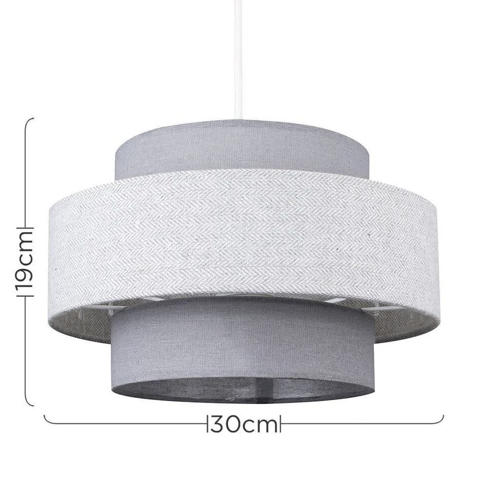image 1 of ValueLights Weaver Dark & Light Grey Herringbone Lamp Shade | Grey