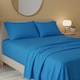 image 2 of Flannelette Flat Sheet Soft Brushed Cotton Bedding for Warmth Comfort | Blue | Teal | King