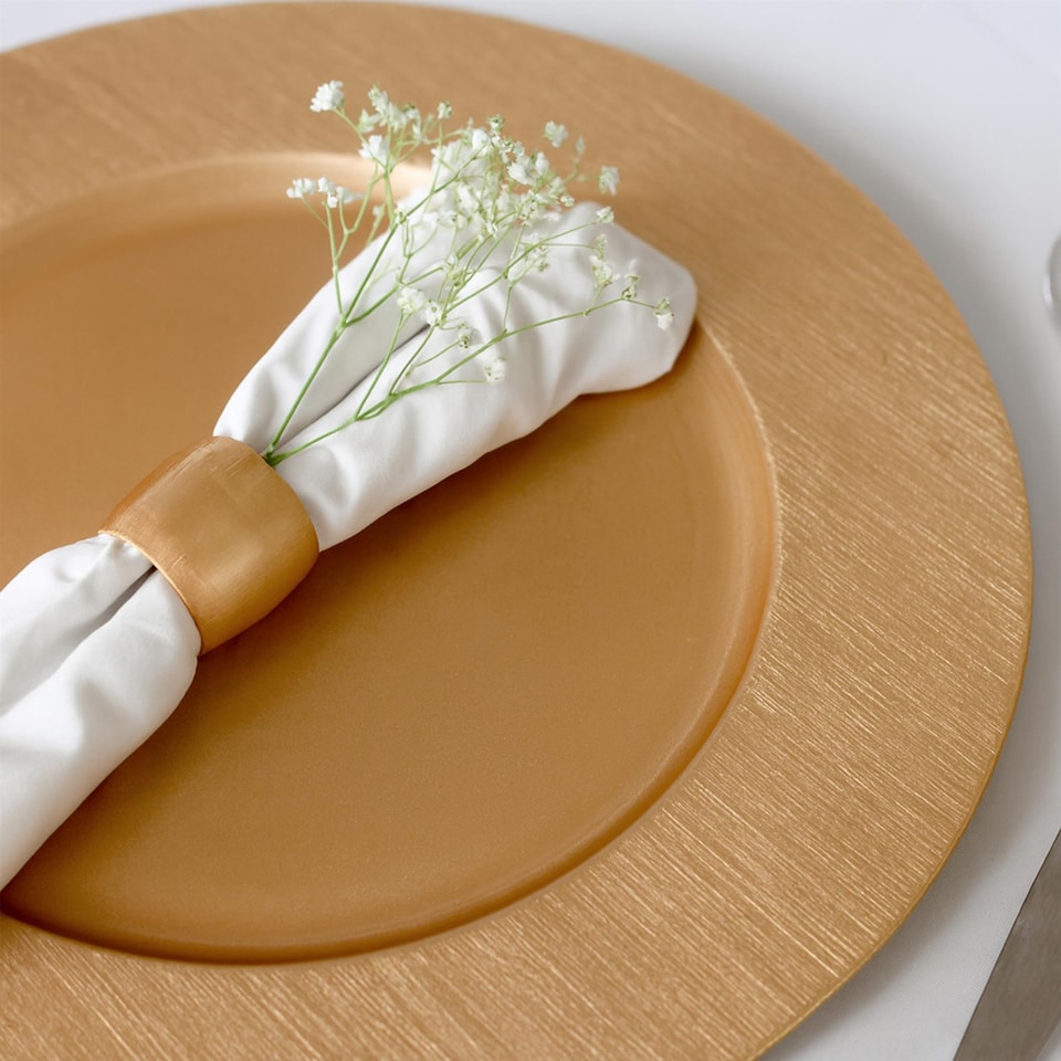 image 1 of Argon Tableware 18pc Ribbed Charger Plates Set - Gold Reusable Dining Table Setting Plates for Christmas Party Celebrations