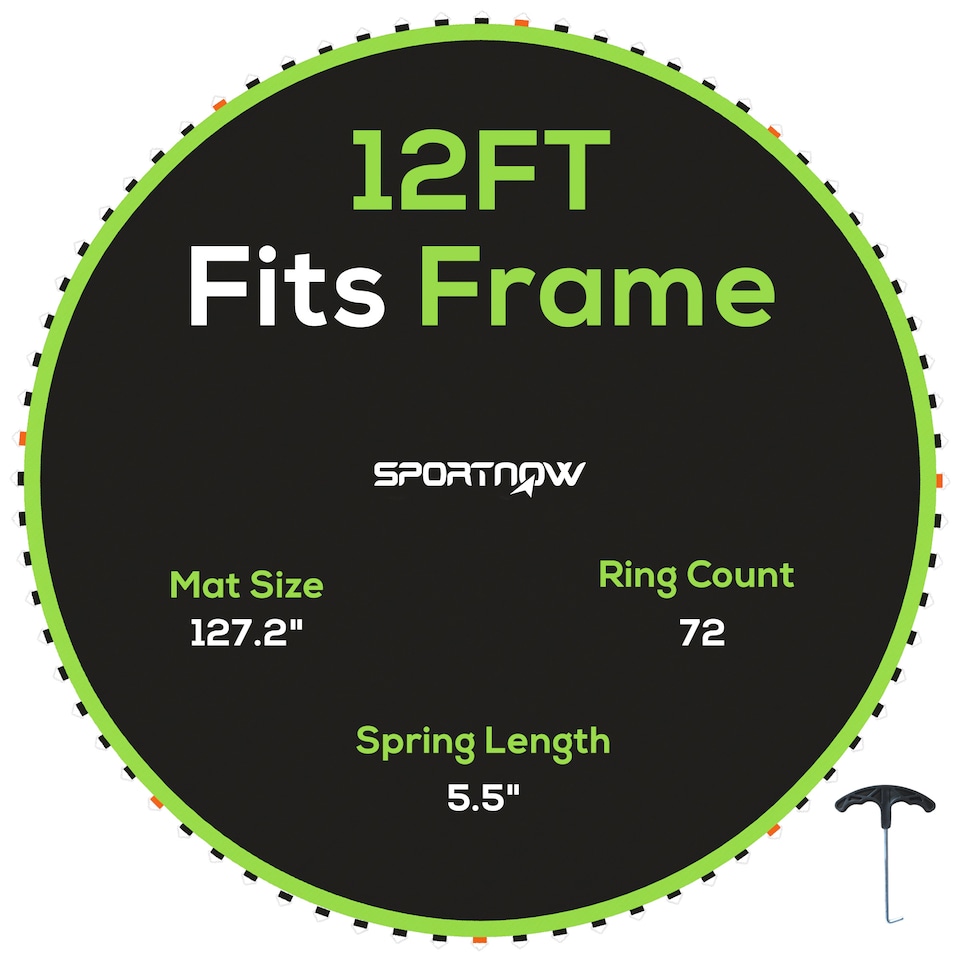 image 1 of SPORTNOW Trampoline Mat with 72 V-Hooks, for 12ft Trampoline, Green