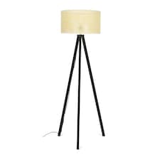 ValueLights Barbro Black Tripod Floor Lamp Wicker Shade & Bulb