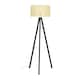 image 1 of ValueLights Barbro Black Tripod Floor Lamp Wicker Shade & Bulb