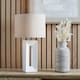 image 1 of Rectangle White Ceramic Tall Table Lamp | White | White | 1