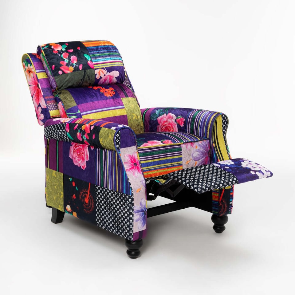 image 1 of Fabric Patchwork Mary Manual Recliner Chair