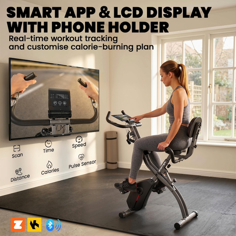 image 1 of SPORTNOW Folding Exercise Bike with Resistance Bands