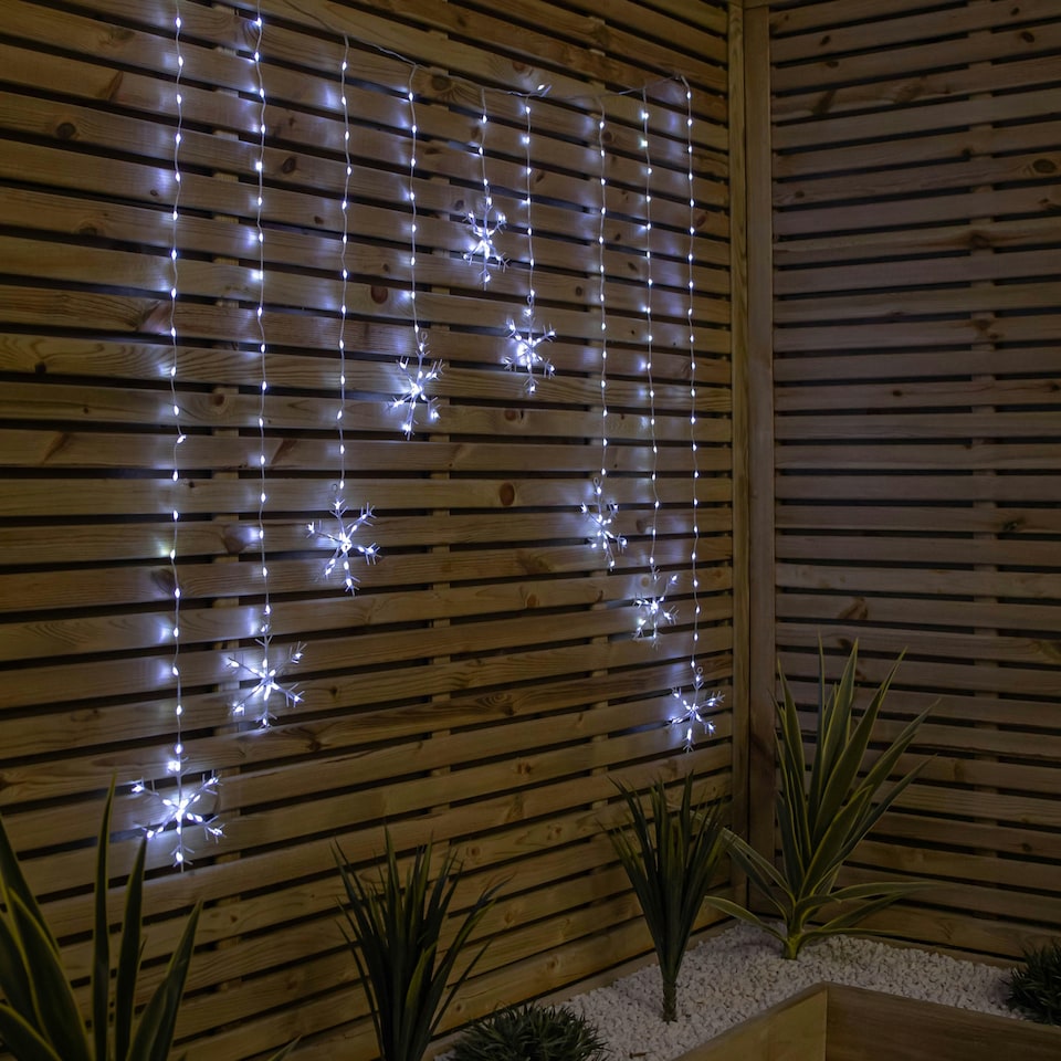 image 1 of 1.2m x 1.2m FlexiBrights Christmas Snowflake Curtain Lights with 267 White LEDs