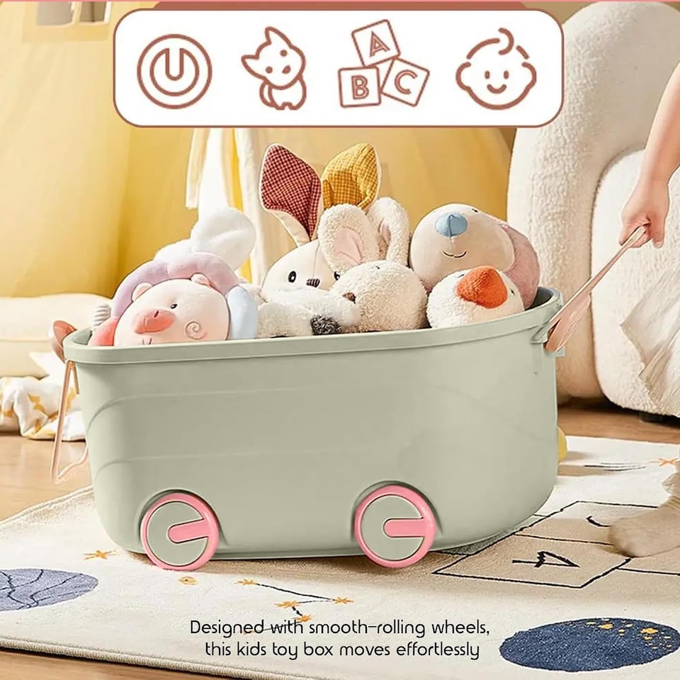 Standard Home Depot Racks 45L Toy Storage Box with Lid & Wheels Kids Storage Organiser, BPA-Free ...