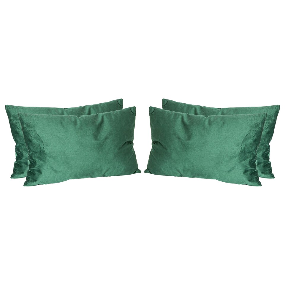 image 1 of Nicola Spring Rectangle Velvet Cushions - 60cm x 40cm - Green - Pack of 4 | Green | Green
