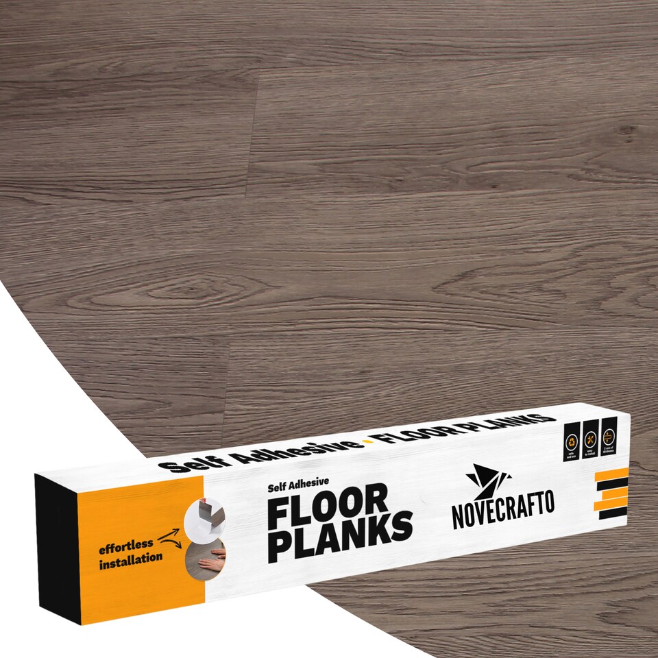 image 1 of Self Adhesive Floor Planks | 5.9x35.9in (91.4x15.2cm) Each | Peel & Stick Vinyl Flooring | Grey Wood Effect | Easy DIY | Stick On Tiles for Home Floors | Grey | 2.78 sqm