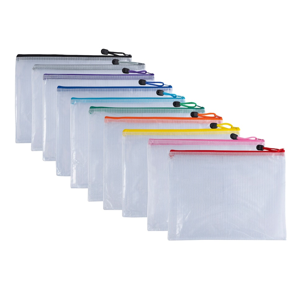 image 1 of Pack of 12 A5 Purple PVC Mesh Zip Bags