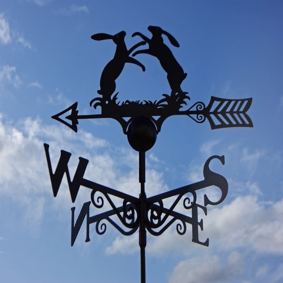 image 1 of Boxing Hares Weathervane - Steel - W65 x H88 cm - Black