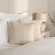 image 2 of OHS 2 x Ribbed Soft Fleece Cushion Covers, 45x45cm - Cream
