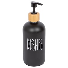 Harbour Housewares Glass Dish Soap Dispenser - 500ml - Black