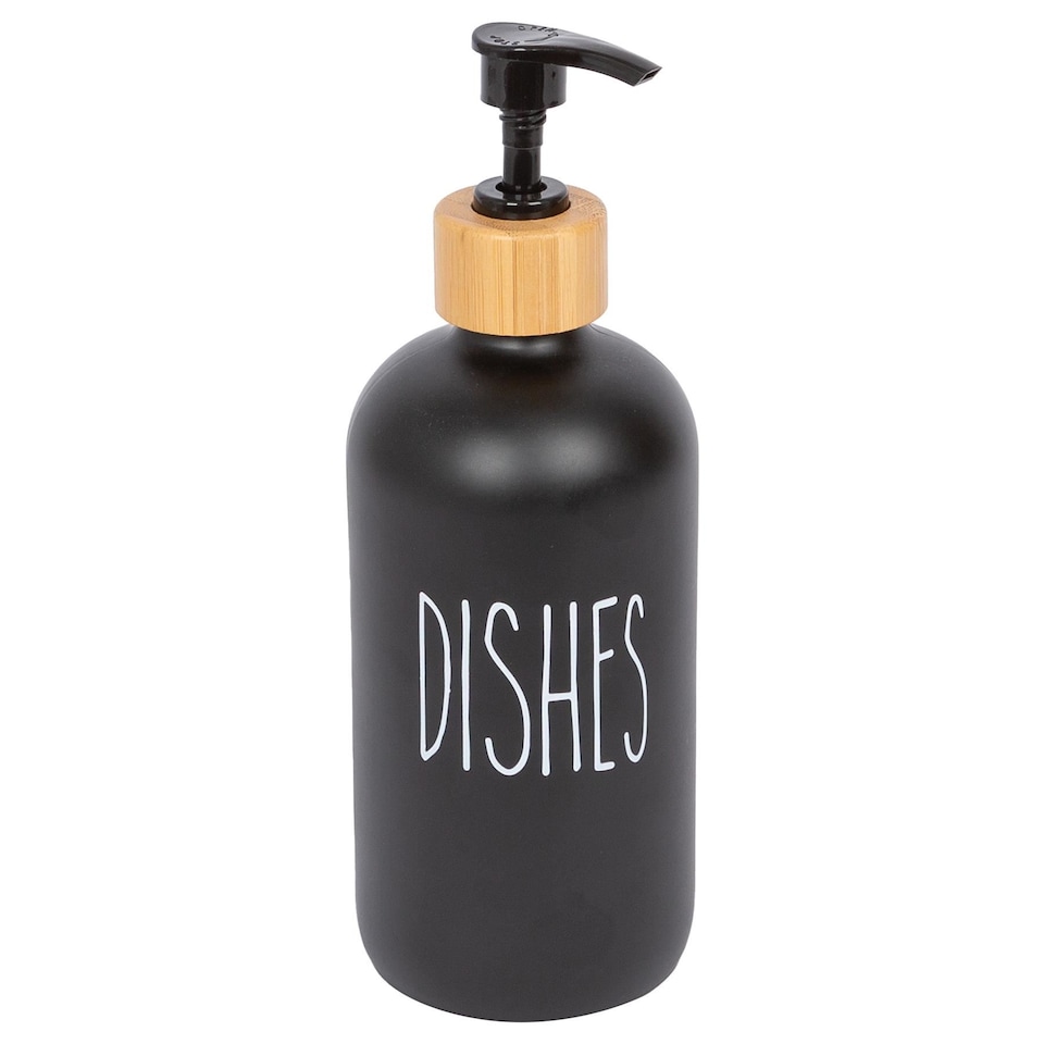 image 1 of Harbour Housewares Glass Dish Soap Dispenser - 500ml - Black