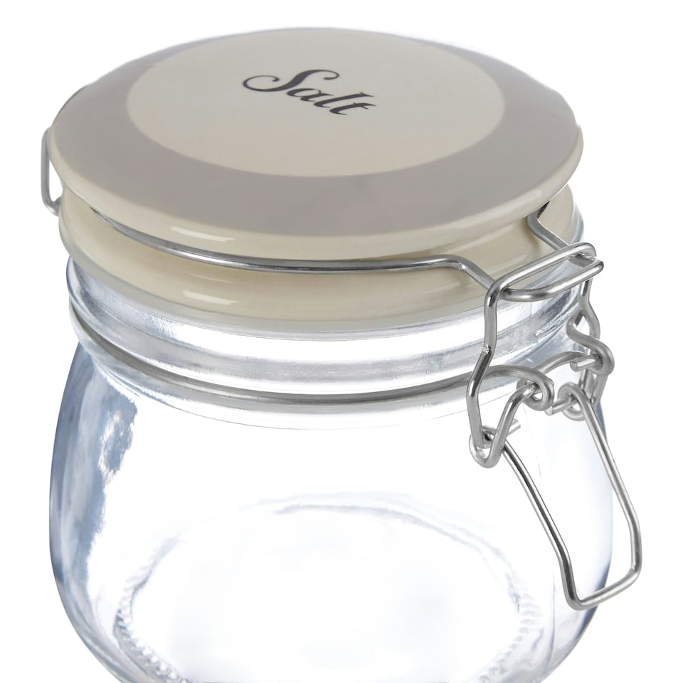 image 1 of Interiors By Premier Durable Salt Storage Jar, Stylish Glass Jar With Lid For Kitchen Counter, Versatile Airtight Storage Jar