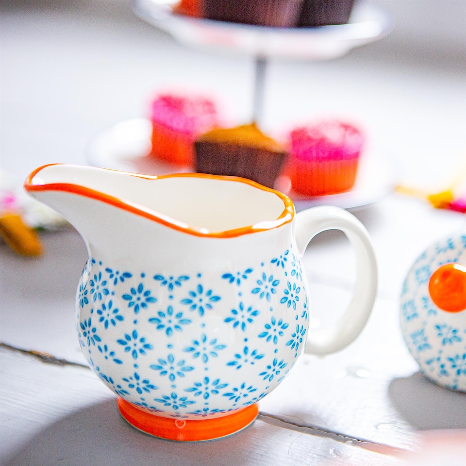 image 1 of Nicola Spring Hand-Printed Milk & Sugar Set - 300ml - Blue | Blue | Blue