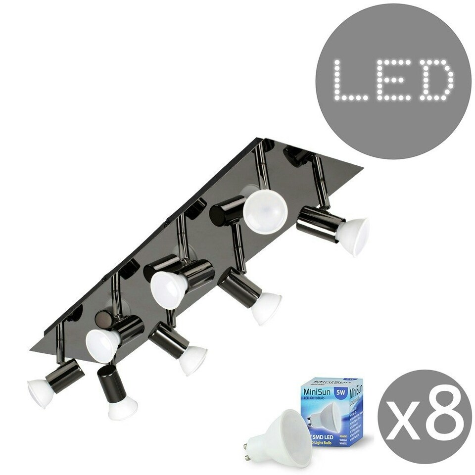 image 1 of ValueLights Consul Polished Black Spotlight and GU10 Spotlight LED 5W Warm White 3000K Bulb