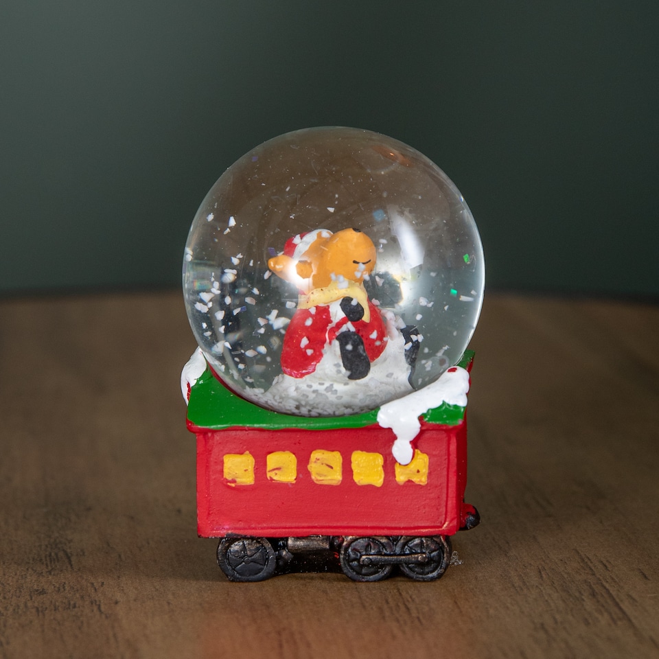 image 1 of 25cm All Aboard Santa's Train Christmas Snow Sphere Decoration