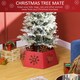 image 3 of HOMCOM Hexagon Christmas Tree Base Cover with Hollow Snowflake Patterns Red