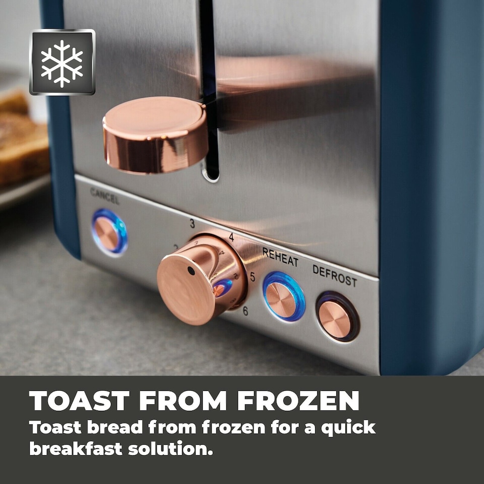 image 1 of Tower Cavaletto Pyramid Kettle & 2 Slice Toaster Set in Midnight Blue & Rose Gold