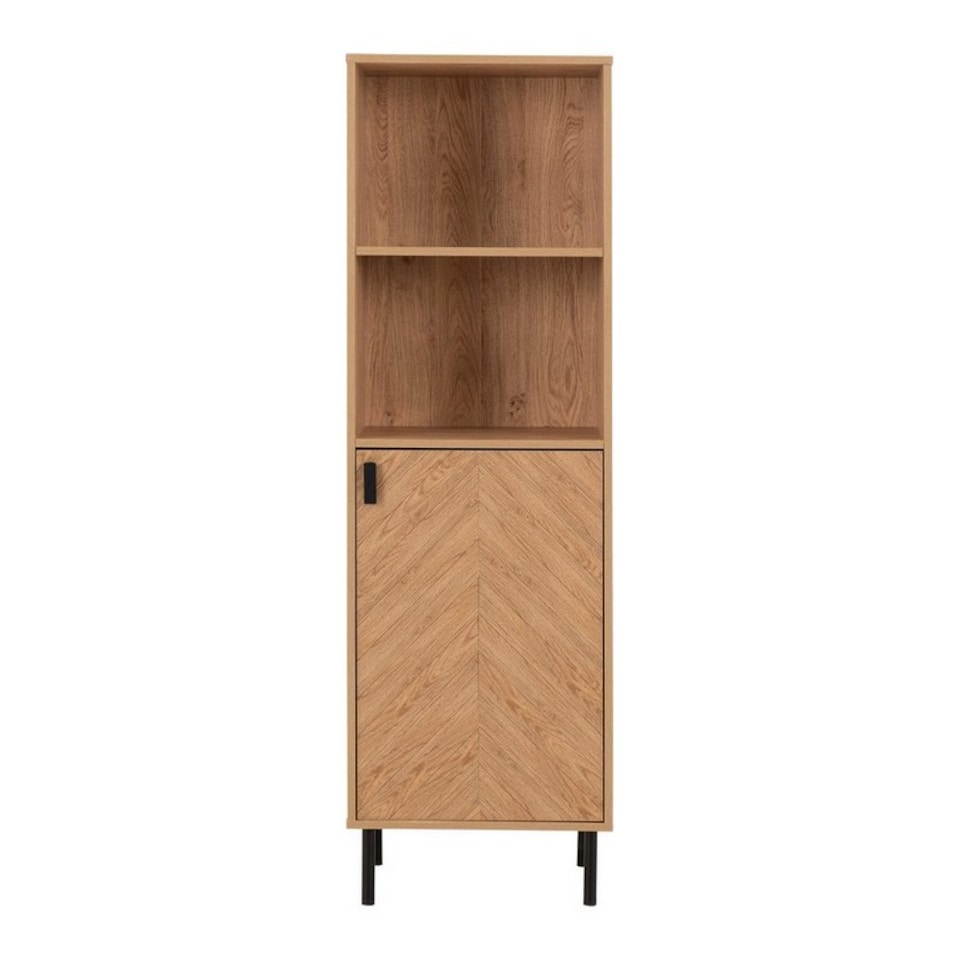 image 1 of Leon 1 Door 2 Shelf Cabinet - L40 x W50 x H160 cm - Medium Oak Effect