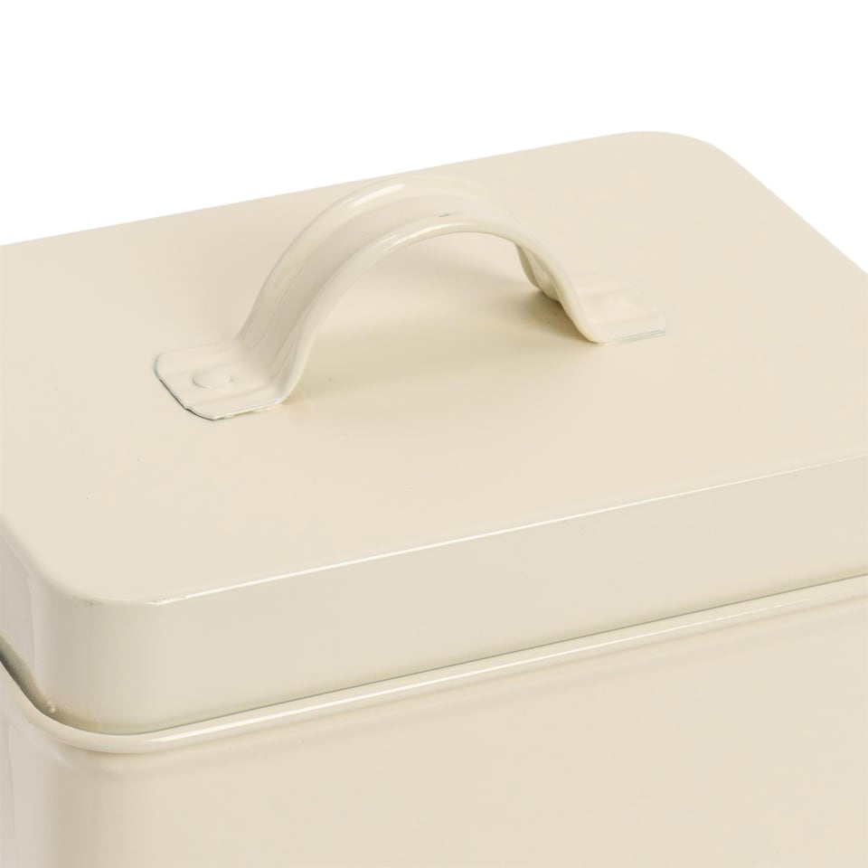 image 1 of Harbour Housewares Vintage Metal Kitchen Flour Canister - Cream