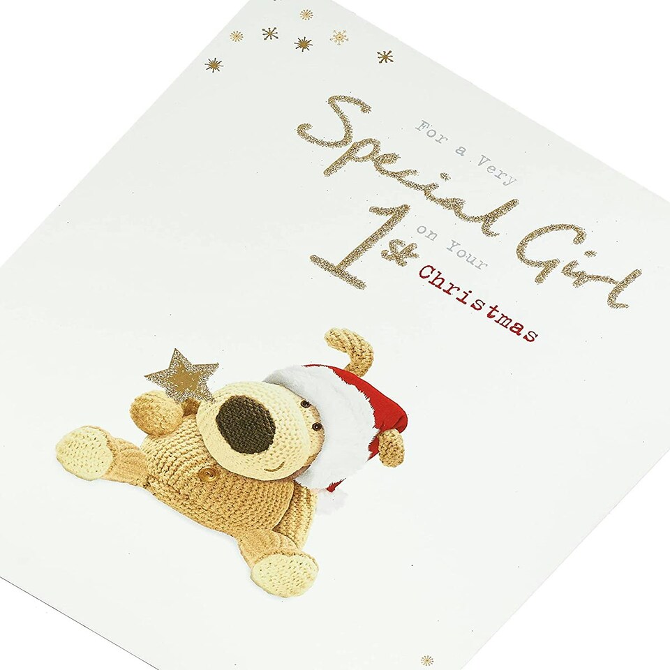 image 1 of Boofle Celebrate 1st Christmas Card for Baby Girl