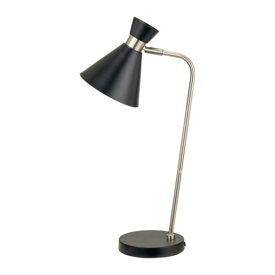 image 1 of Black and Brushed Silver Metal Table Lamp Black | Silver