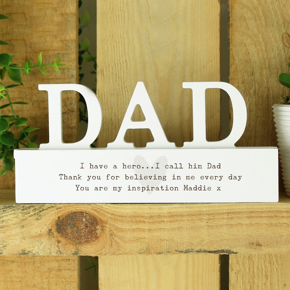 image 1 of Personalised Free Text Heart Wooden Dad Ornament
