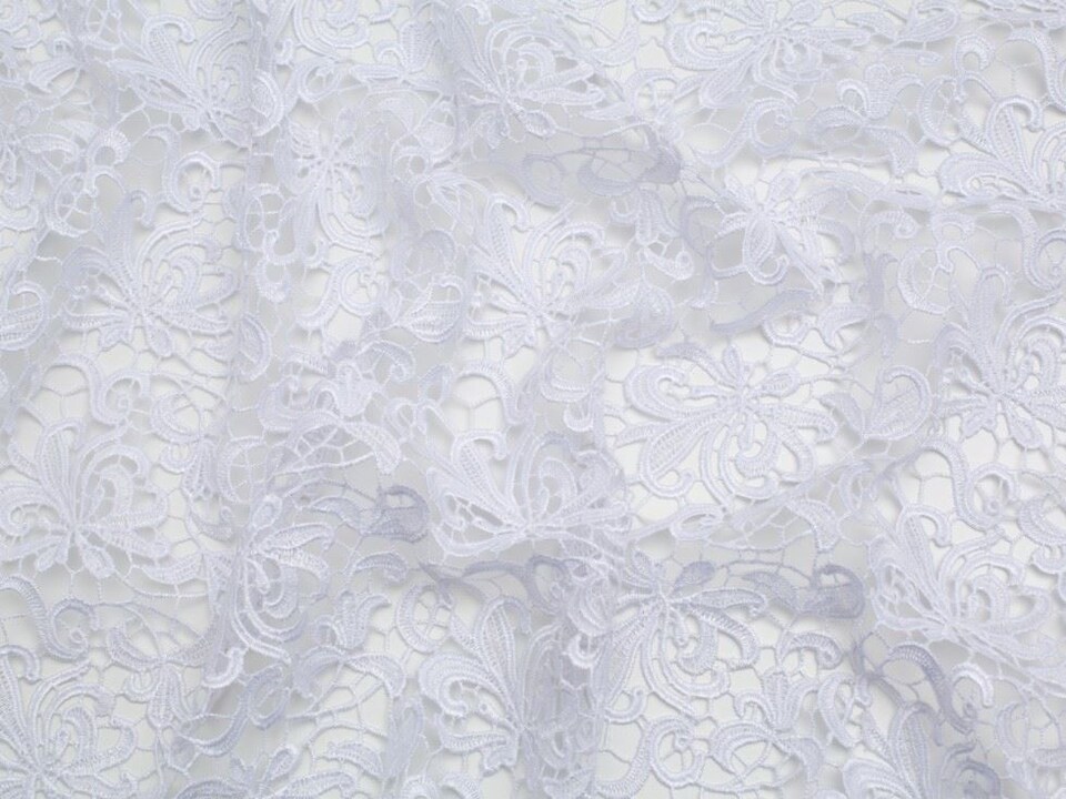 Minerva Core Range White Heavy Guipure Lace Fabric for Bridal, Dressmaking, 137cm / 53" Wide - per metre