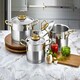 image 2 of Luna Collection 6-piece Stainless Steel Mini Cookware Set (Gold Handles)