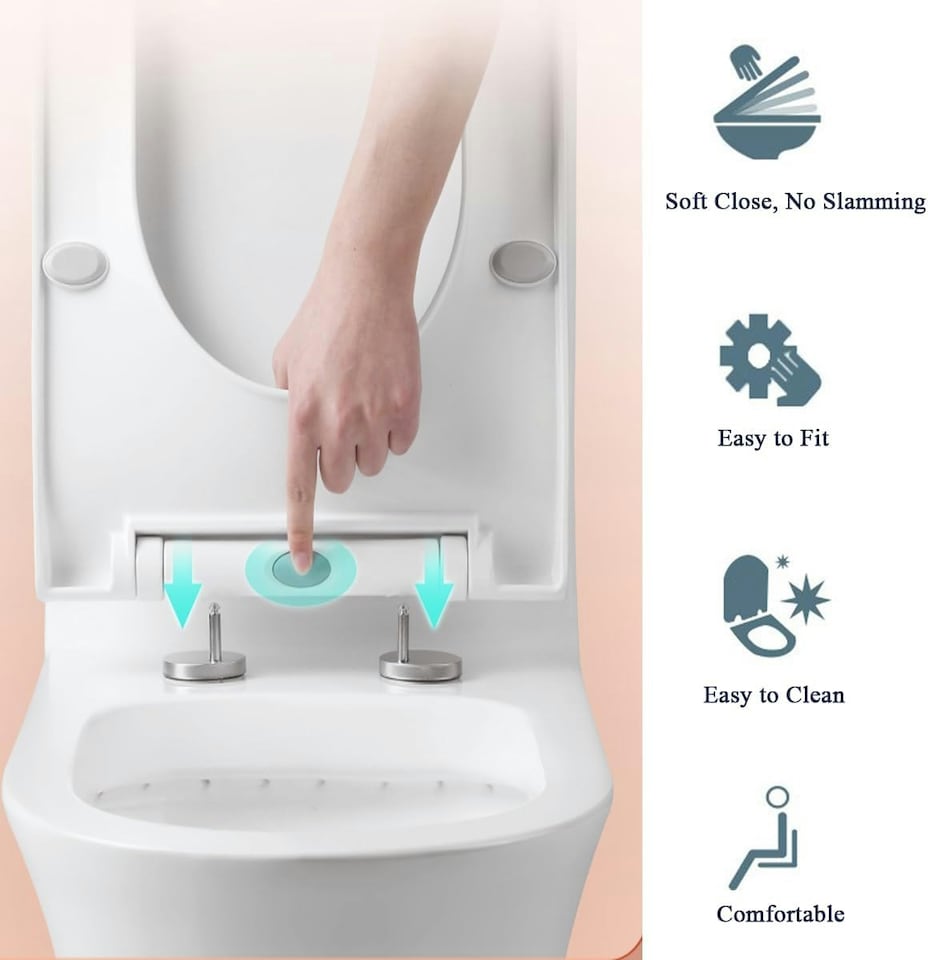 image 1 of Quick Release Toilet Seat | Soft Close | Heavy Duty | Universal Fit | One Button | Multi