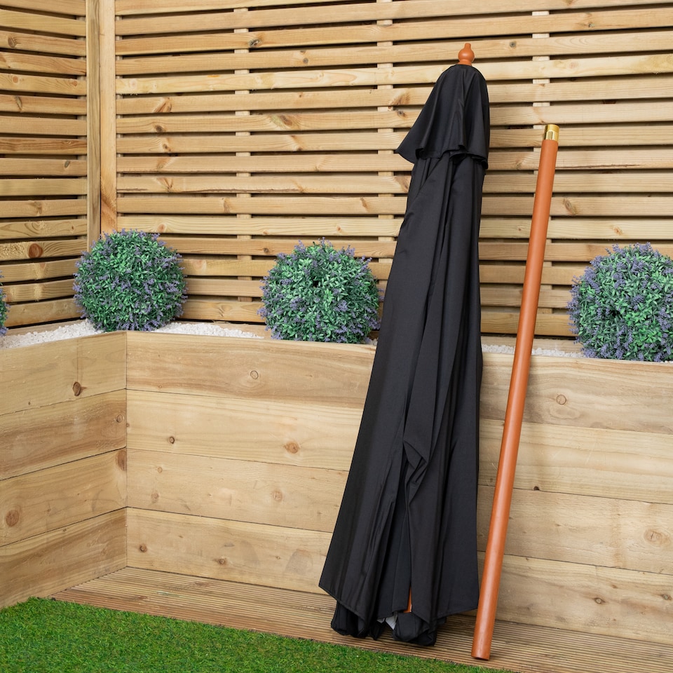 image 1 of Samuel Alexander 2.7m Outdoor Wooden Garden Parasol Sun Shade with Carry Bag in Black