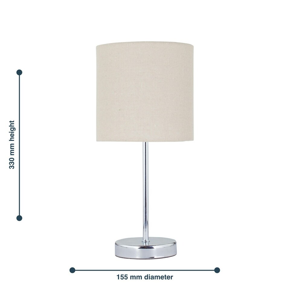 image 1 of First Choice Lighting Chrome Touch Operated Table Lamp with Natural Linen Shade Chrome | Brown