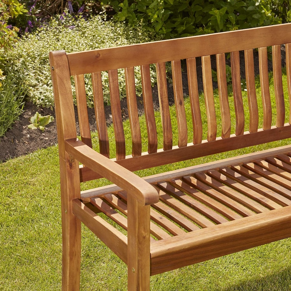 image 1 of Acacia Hardwood 3-Seater Garden Bench, Water Resistant Furniture for Outdoor Patio & Decking, L149.5 x W62.5 x H90cm