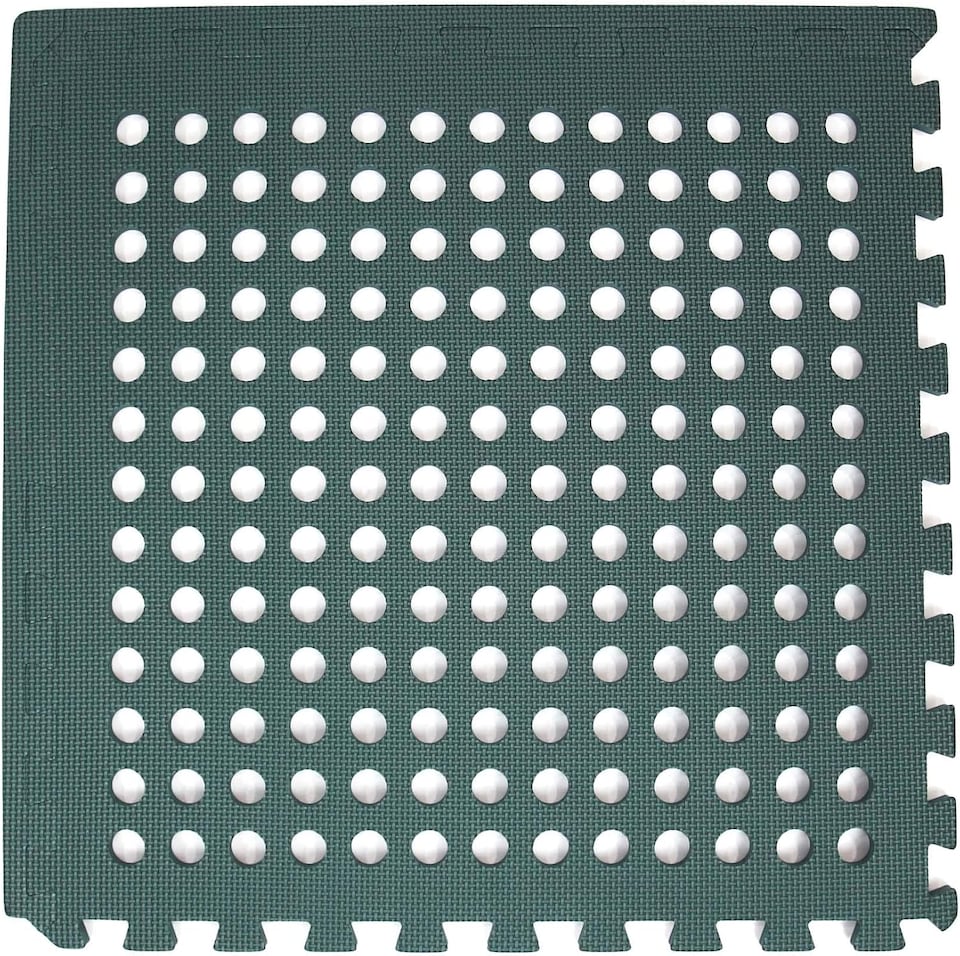 image 1 of Garden Safety Floor Mats – Interlocking EVA Foam Tiles | Green Outdoor Anti-Fatigue Matting with Drainage Holes (16 Sq. Ft)