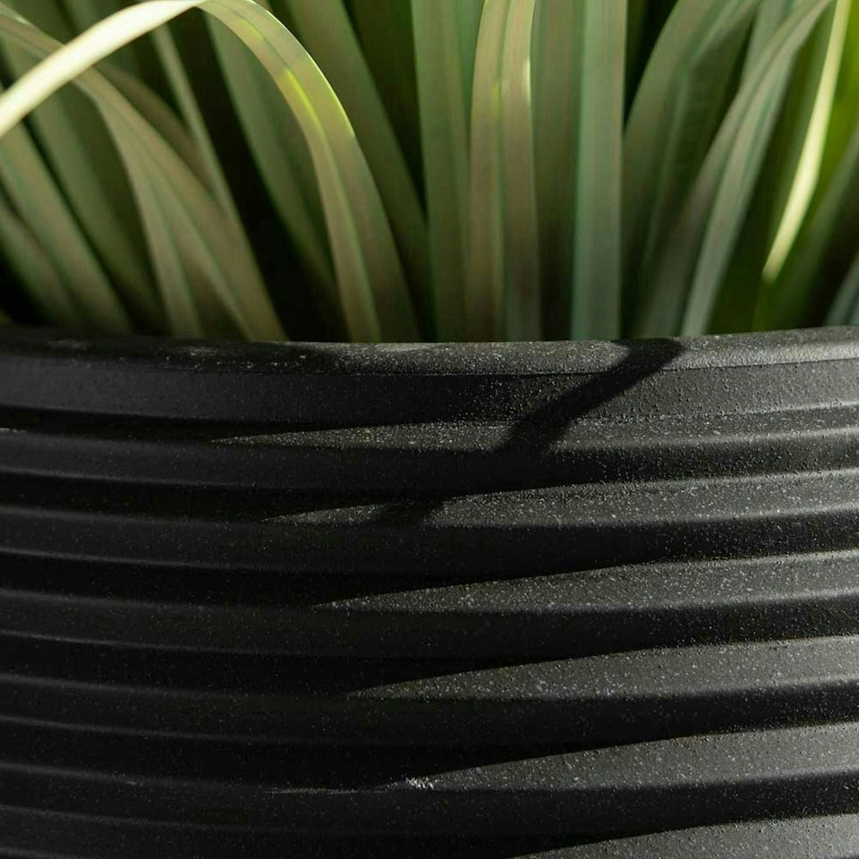 image 1 of Primrose Round Ribbed Planter Pot Black 41cm Black