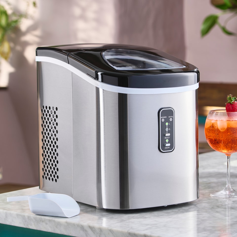 image 1 of Cooks Professional Ice Maker Machine with Scoop & 2.2L Tank - Makes 14KG Per Day | Silver