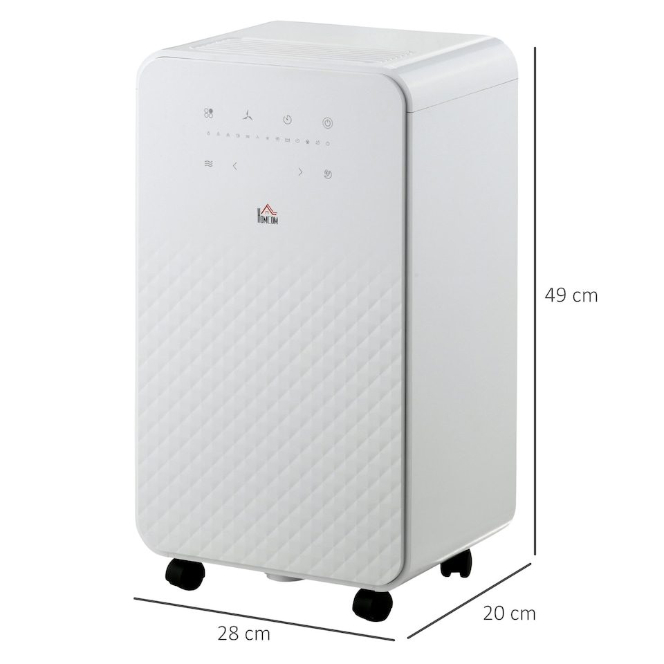 image 1 of HOMCOM 12L/Day Protable Quiet Air Dehumidifier with Purifier, Timer, 5 Modes