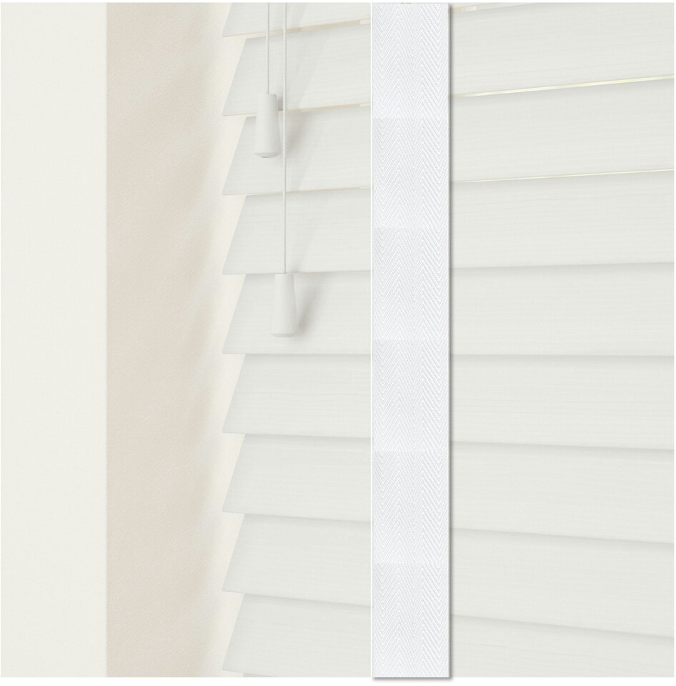 image 1 of 50cm Serene Faux Wood Venetian Blinds with Tapes (120cm Drop) | White | White