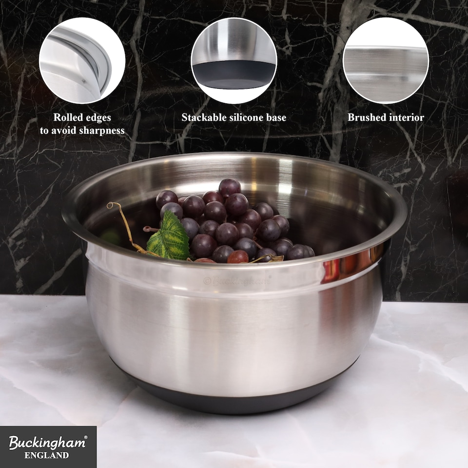 image 1 of Buckingham Deep Salad Mixing bowl with black Silicone Base 28 cm  , 7 Litre