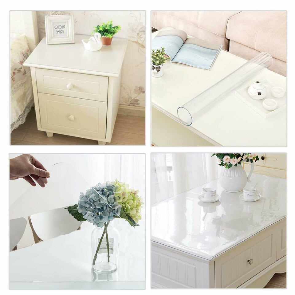 image 1 of Clear Plastic Table Cover, Transparent Protector - 90cm x 180cm