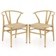 image 1 of COSTWAY Dining Chair Set of 2 Modern Weave Armchairs Yellow