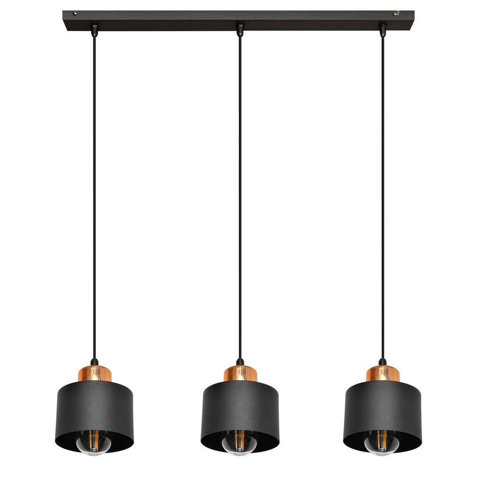 image 1 of Edison Straight Bar Pendant Ceiling Light Black, Copper 12cm