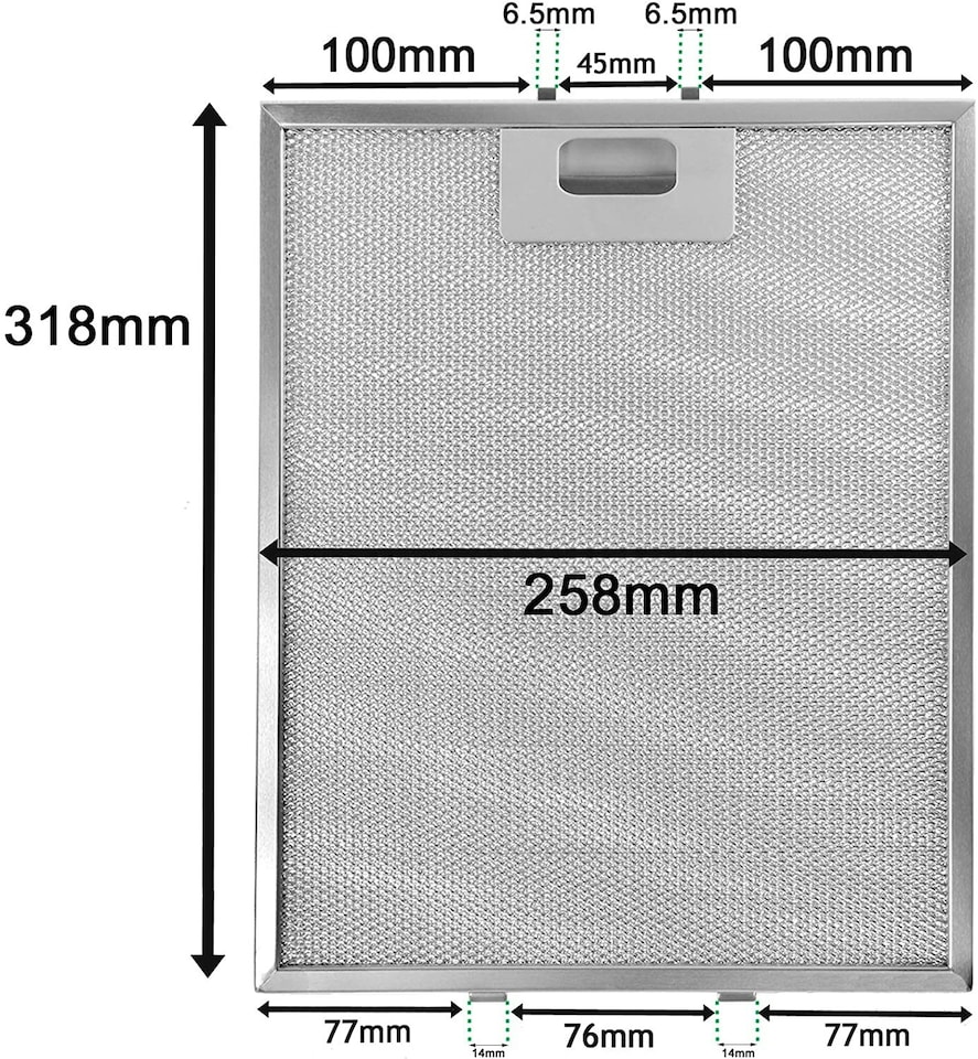 image 1 of SPARES2GO Cooker Hood Grease Filter Extractor Vent Fan Metal Mesh (318 x 258mm, Pack of 2)
