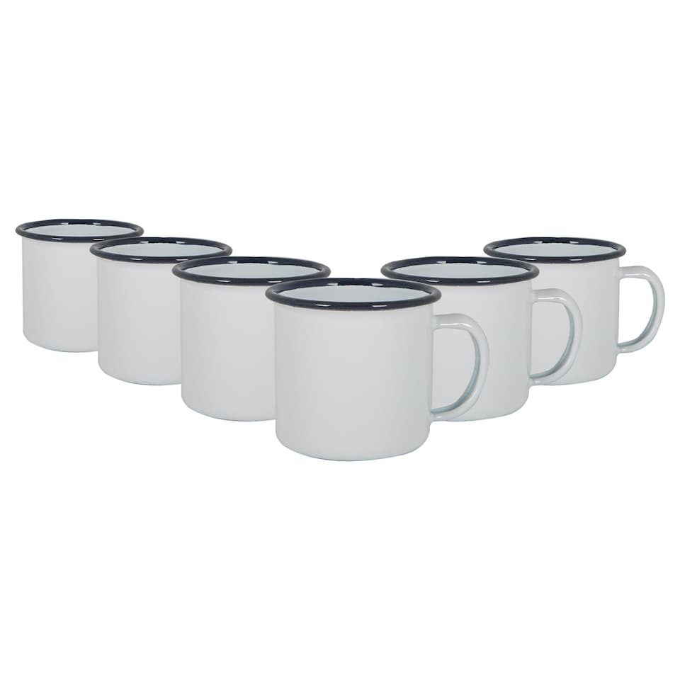 image 1 of Argon Tableware White Enamel Espresso Cups - 130ml - Navy - Pack of 6 | Blue | Navy