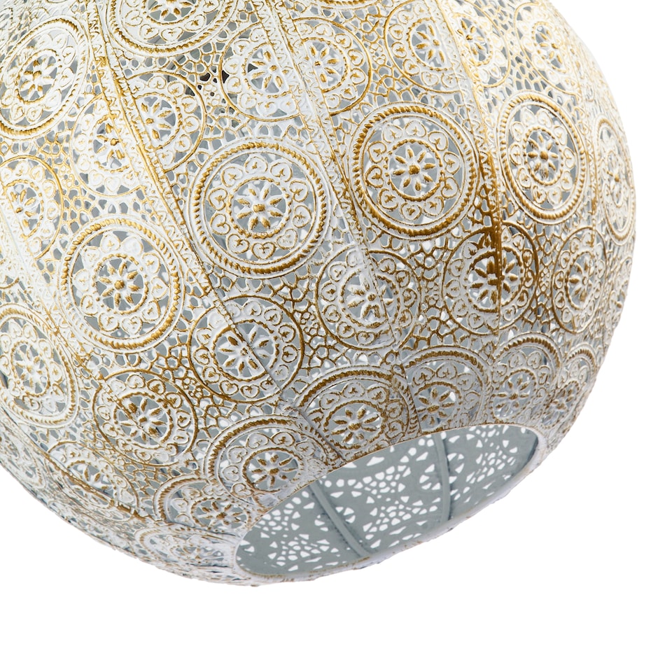 image 1 of Spherical Vintage Moroccan Pendant Lamp Shade in Brushed Cream Gold | Cream