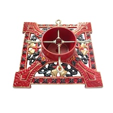 Holly International Cast Iron Christmas Tree Stand for Real Trees up to 8ft - Victorian Red