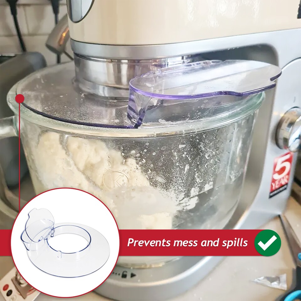 image 1 of SPARES2GO Splash Guard for Kenwood KMIX KMX75 KMX750 KMX754 KMX76 KMX760 KMX77 KMX770 Stand Mixer